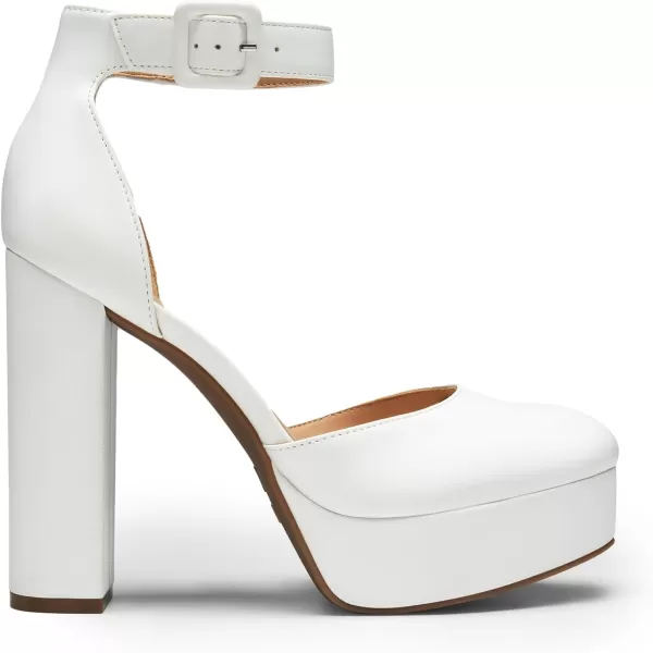imageDREAM PAIRS Womens Platform High Chunky Heels Closed Toe Block Ankle Strap Dress Buckle Round Toe Wedding Party Comfortable Pumps ShoesWhitepu