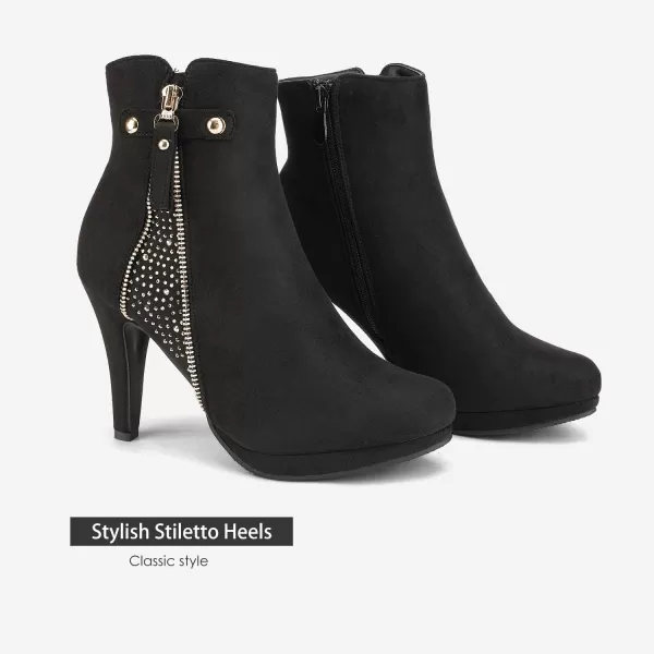 imageDREAM PAIRS Womens Platform High Heel Ankle BootiesBlack1