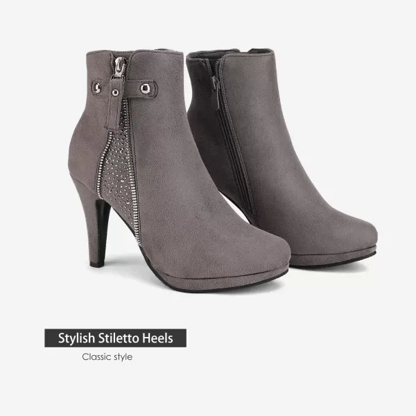 imageDREAM PAIRS Womens Platform High Heel Ankle BootiesLightGrey1