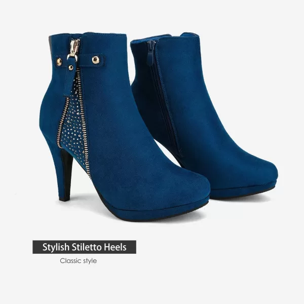 imageDREAM PAIRS Womens Platform High Heel Ankle BootiesRoyalBlue1