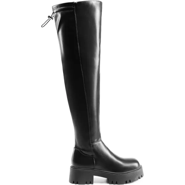 imageDREAM PAIRS Womens Platform Over The Knee Boots Lug Sole Round Toe Thigh High Long Chunky Block Heels Fall BootsBlackpu