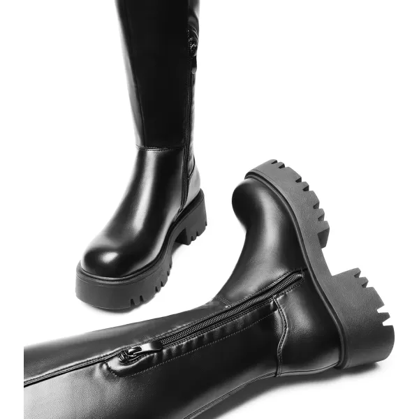imageDREAM PAIRS Womens Platform Over The Knee Boots Lug Sole Round Toe Thigh High Long Chunky Block Heels Fall BootsBlackpu