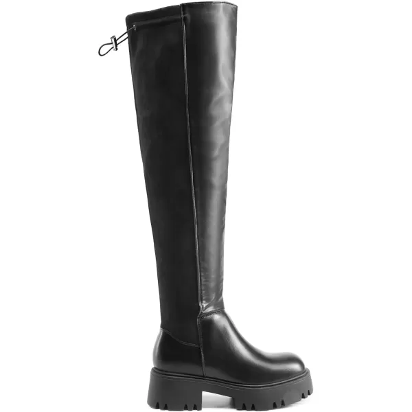 imageDREAM PAIRS Womens Platform Over The Knee Boots Lug Sole Round Toe Thigh High Long Chunky Block Heels Fall BootsBlackpuSuede