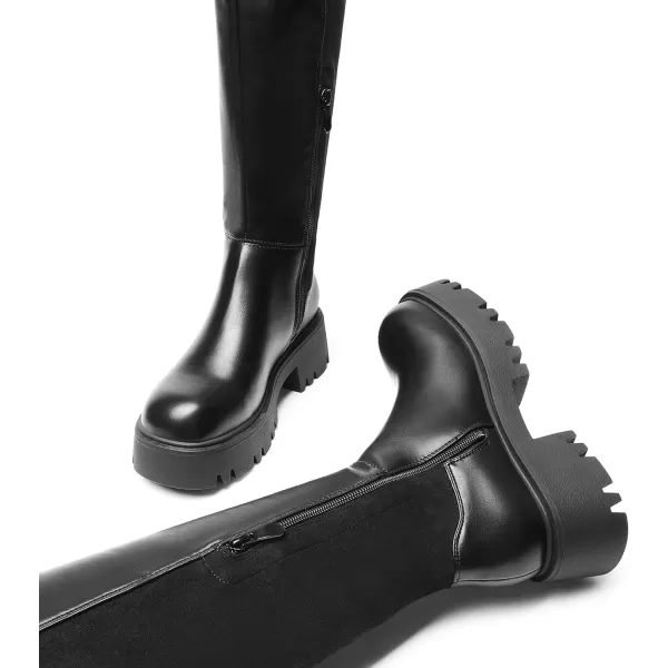 imageDREAM PAIRS Womens Platform Over The Knee Boots Lug Sole Round Toe Thigh High Long Chunky Block Heels Fall BootsBlackpuSuede