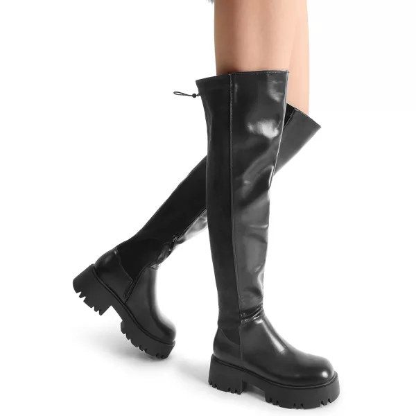 imageDREAM PAIRS Womens Platform Over The Knee Boots Lug Sole Round Toe Thigh High Long Chunky Block Heels Fall BootsBlackpuSuede