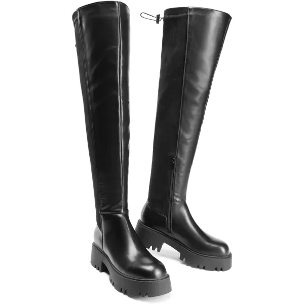 imageDREAM PAIRS Womens Platform Over The Knee Boots Lug Sole Round Toe Thigh High Long Chunky Block Heels Fall BootsBlackpuSuede