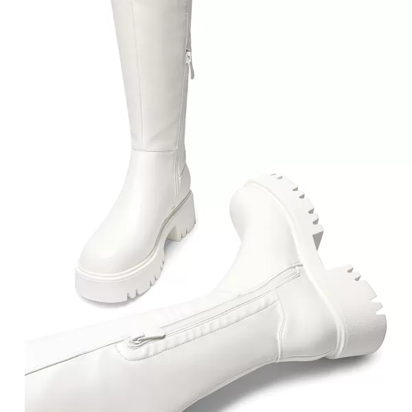 imageDREAM PAIRS Womens Platform Over The Knee Boots Lug Sole Round Toe Thigh High Long Chunky Block Heels Fall BootsWhitepu