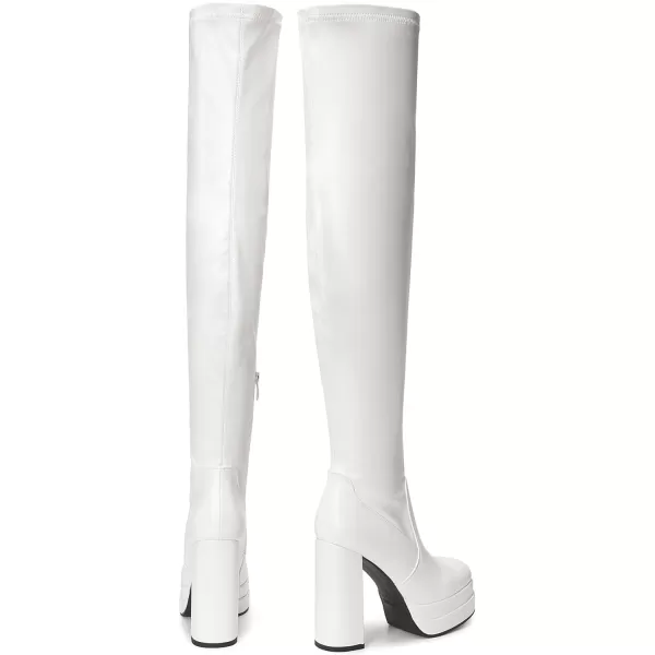 imageDREAM PAIRS Womens Platform Over The Knee Thigh High Boots Chunky High Heels Square Toe Long Fall Y2K Gogo BootsWhite