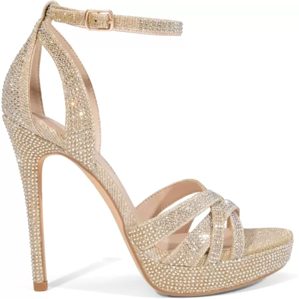 imageDREAM PAIRS Womens Platform Stiletto Heels Open Toe Ankle Strappy High Heels Fashion Wedding Dressy Pump Sandals ShoesGoldglitter