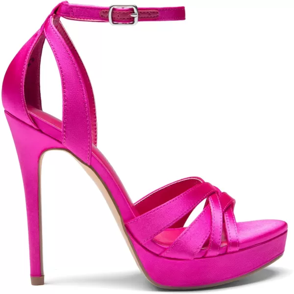imageDREAM PAIRS Womens Platform Stiletto Heels Open Toe Ankle Strappy High Heels Fashion Wedding Dressy Pump Sandals ShoesHot Pinksatin