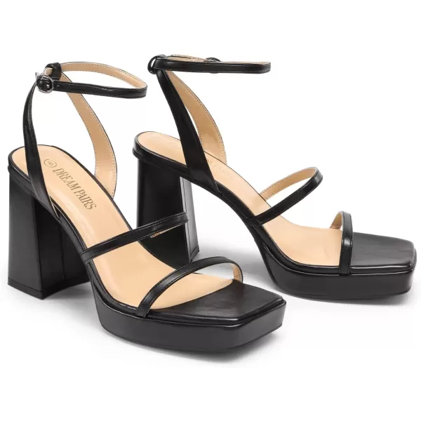 imageDREAM PAIRS Womens Platform Strappy Heels Open Toe Ankle Strap Square Party Sandals Y2K Dress ShoesBlack
