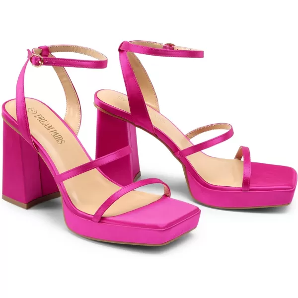 imageDREAM PAIRS Womens Platform Strappy Heels Open Toe Ankle Strap Square Party Sandals Y2K Dress ShoesHot Pink