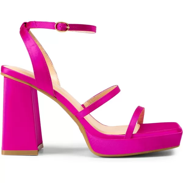 imageDREAM PAIRS Womens Platform Strappy Heels Open Toe Ankle Strap Square Party Sandals Y2K Dress ShoesHot Pink