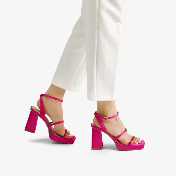 imageDREAM PAIRS Womens Platform Strappy Heels Open Toe Ankle Strap Square Party Sandals Y2K Dress ShoesHot Pink