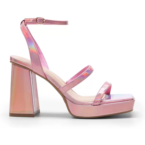 imageDREAM PAIRS Womens Platform Strappy Heels Open Toe Ankle Strap Square Party Sandals Y2K Dress ShoesPink Pu