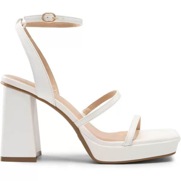imageDREAM PAIRS Womens Platform Strappy Heels Open Toe Ankle Strap Square Party Sandals Y2K Dress ShoesWhite