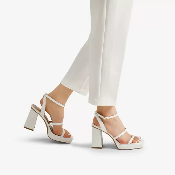 imageDREAM PAIRS Womens Platform Strappy Heels Open Toe Ankle Strap Square Party Sandals Y2K Dress ShoesWhite