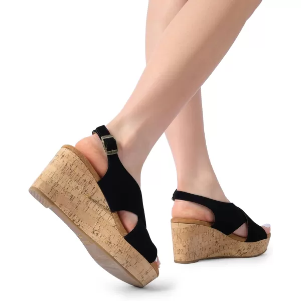 imageDREAM PAIRS Womens Platform Wedge Sandals Comfortable Ankle Strap Sandals for Women Casual Dressy SummerBlacknubuck