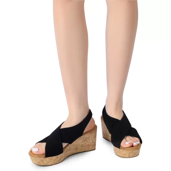 imageDREAM PAIRS Womens Platform Wedge Sandals Comfortable Ankle Strap Sandals for Women Casual Dressy SummerBlacknubuck