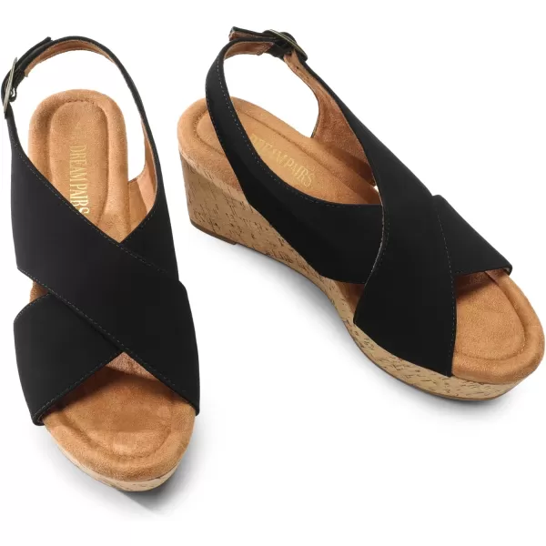 imageDREAM PAIRS Womens Platform Wedge Sandals Comfortable Ankle Strap Sandals for Women Casual Dressy SummerBlacknubuck