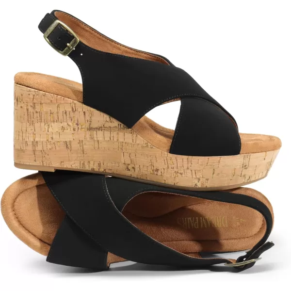 imageDREAM PAIRS Womens Platform Wedge Sandals Comfortable Ankle Strap Sandals for Women Casual Dressy SummerBlacknubuck