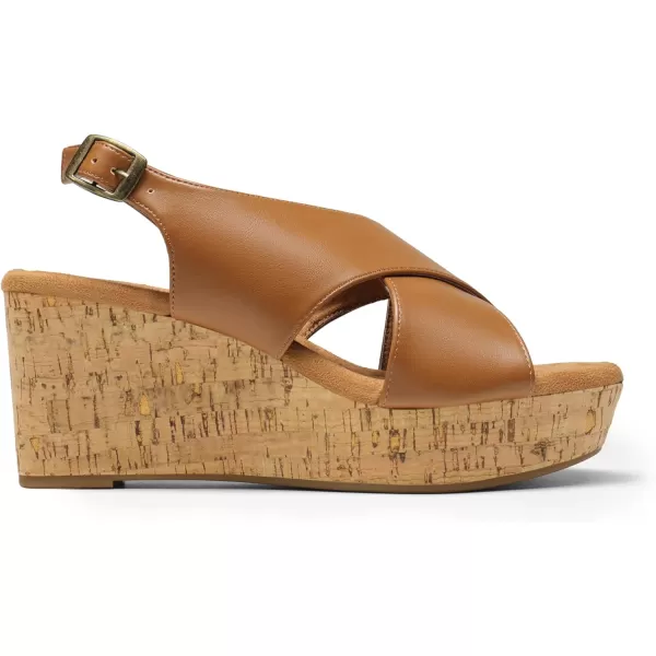 imageDREAM PAIRS Womens Platform Wedge Sandals Comfortable Ankle Strap Sandals for Women Casual Dressy SummerBrownpu