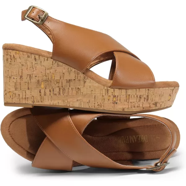 imageDREAM PAIRS Womens Platform Wedge Sandals Comfortable Ankle Strap Sandals for Women Casual Dressy SummerBrownpu