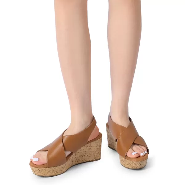 imageDREAM PAIRS Womens Platform Wedge Sandals Comfortable Ankle Strap Sandals for Women Casual Dressy SummerBrownpu