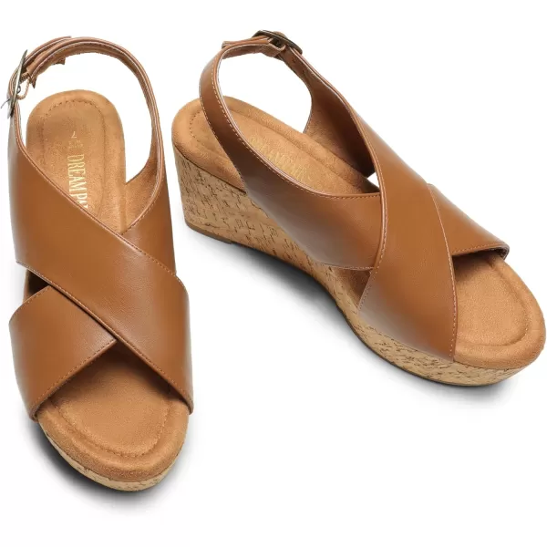 imageDREAM PAIRS Womens Platform Wedge Sandals Comfortable Ankle Strap Sandals for Women Casual Dressy SummerBrownpu