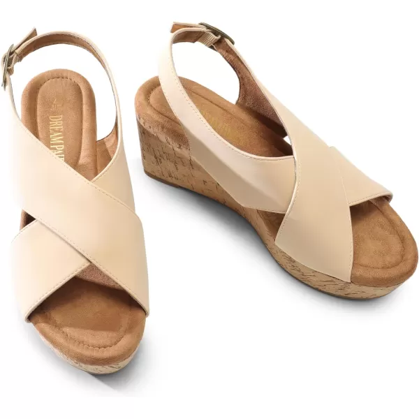 imageDREAM PAIRS Womens Platform Wedge Sandals Comfortable Ankle Strap Sandals for Women Casual Dressy SummerNudenubuck