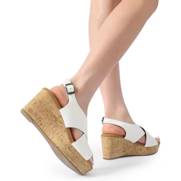 imageDREAM PAIRS Womens Platform Wedge Sandals Comfortable Ankle Strap Sandals for Women Casual Dressy SummerWhitepu