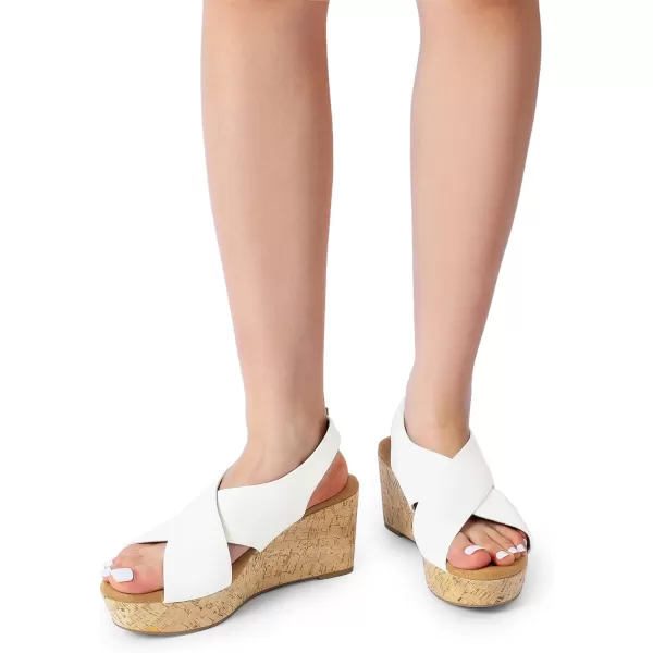 imageDREAM PAIRS Womens Platform Wedge Sandals Comfortable Ankle Strap Sandals for Women Casual Dressy SummerWhitepu