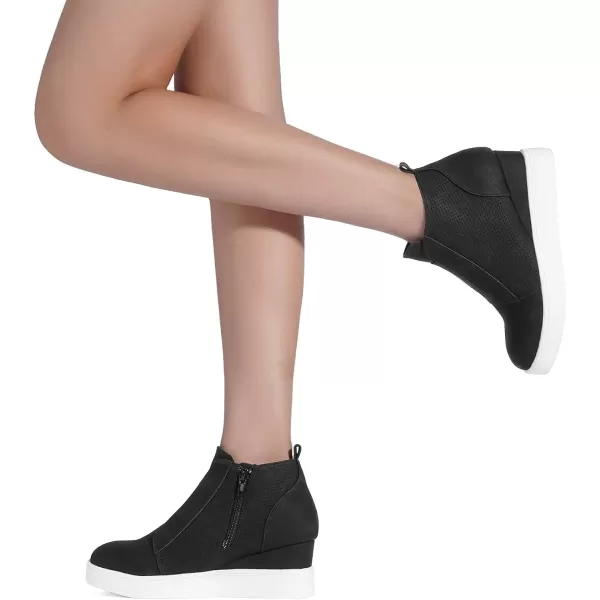 imageDREAM PAIRS Womens Platform Wedge Sneakers Ankle BootiesBlack
