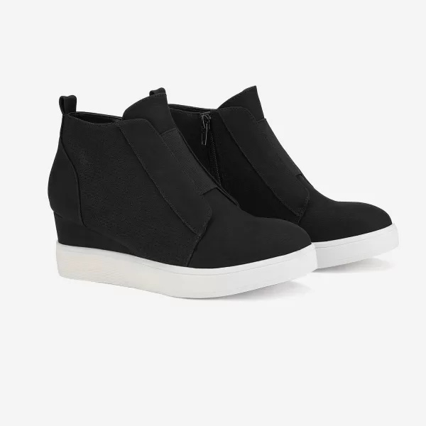 imageDREAM PAIRS Womens Platform Wedge Sneakers Ankle BootiesBlack