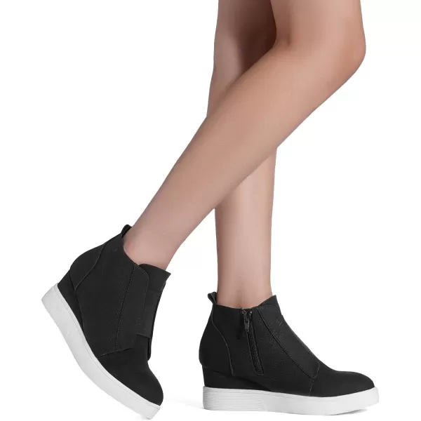 imageDREAM PAIRS Womens Platform Wedge Sneakers Ankle BootiesBlack