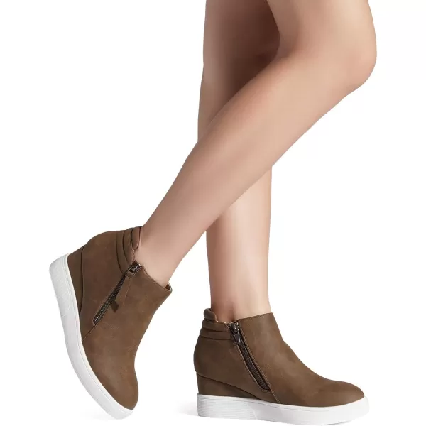 imageDREAM PAIRS Womens Platform Wedge Sneakers Ankle BootiesBrown2