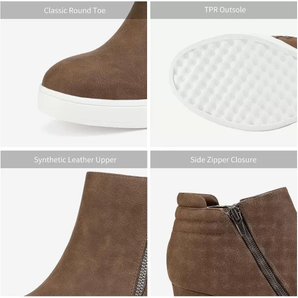 imageDREAM PAIRS Womens Platform Wedge Sneakers Ankle BootiesBrown2