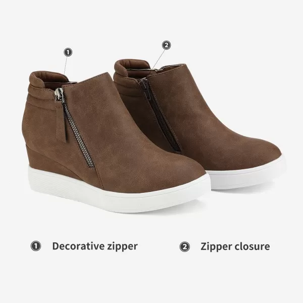 imageDREAM PAIRS Womens Platform Wedge Sneakers Ankle BootiesBrown2