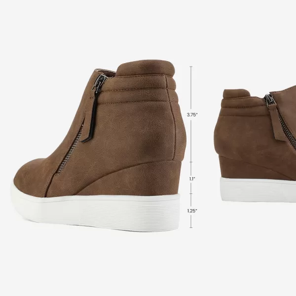 imageDREAM PAIRS Womens Platform Wedge Sneakers Ankle BootiesBrown2