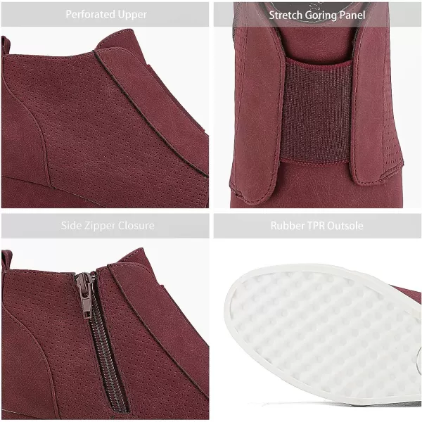 imageDREAM PAIRS Womens Platform Wedge Sneakers Ankle BootiesBurgundy