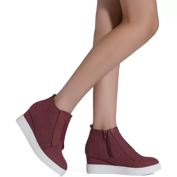 imageDREAM PAIRS Womens Platform Wedge Sneakers Ankle BootiesBurgundy