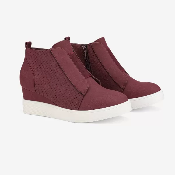 imageDREAM PAIRS Womens Platform Wedge Sneakers Ankle BootiesBurgundy