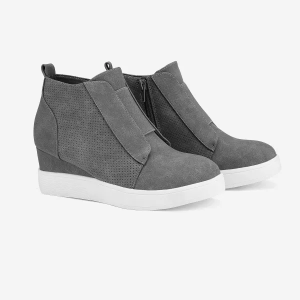 imageDREAM PAIRS Womens Platform Wedge Sneakers Ankle BootiesGrey