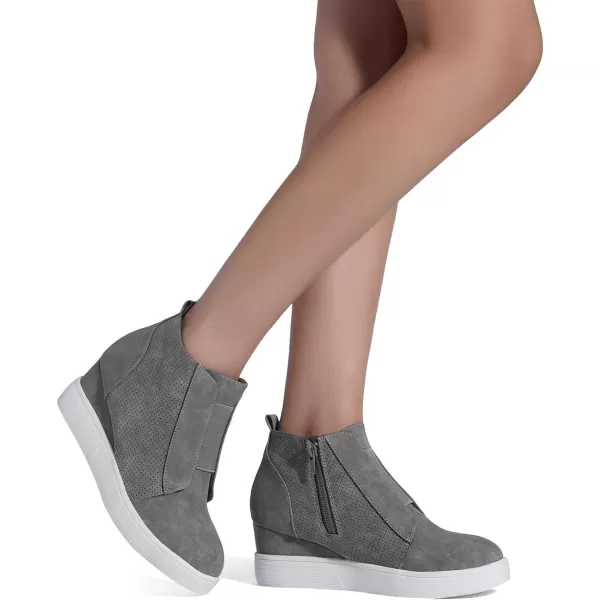 imageDREAM PAIRS Womens Platform Wedge Sneakers Ankle BootiesGrey