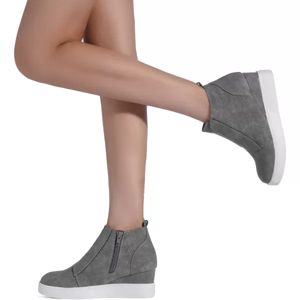 imageDREAM PAIRS Womens Platform Wedge Sneakers Ankle BootiesGrey