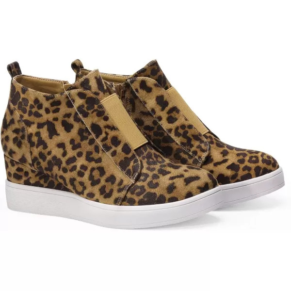 imageDREAM PAIRS Womens Platform Wedge Sneakers Ankle BootiesLeopard