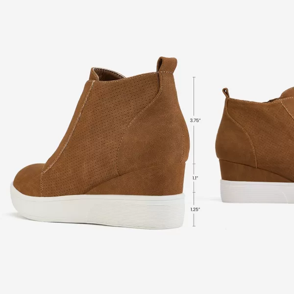 imageDREAM PAIRS Womens Platform Wedge Sneakers Ankle BootiesTan