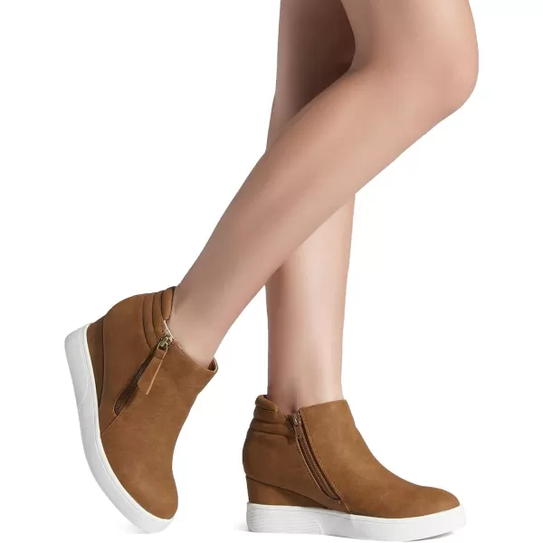 imageDREAM PAIRS Womens Platform Wedge Sneakers Ankle BootiesTan2