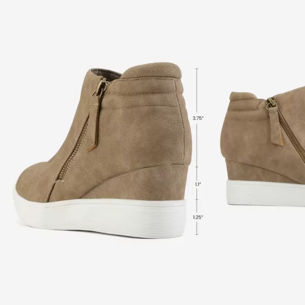 imageDREAM PAIRS Womens Platform Wedge Sneakers Ankle BootiesTaupe2