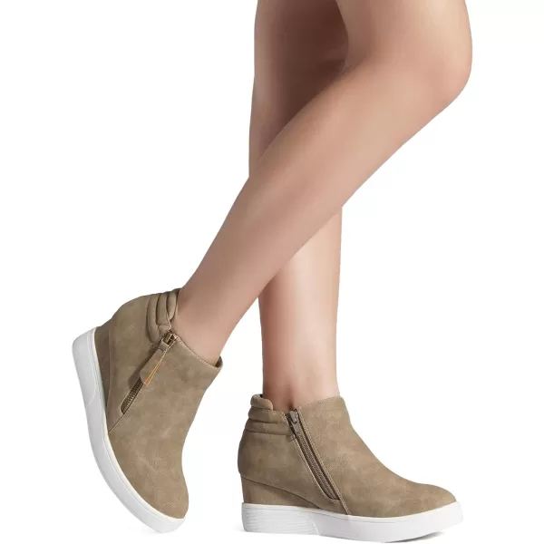 imageDREAM PAIRS Womens Platform Wedge Sneakers Ankle BootiesTaupe2